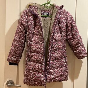 Kids Lands End Pink Floral Puffer Coat